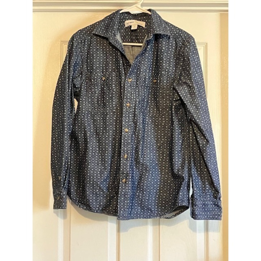 Men's Button Down Shirt Men's Old Navy Size Small Navy Blue Men's Denim Shirt